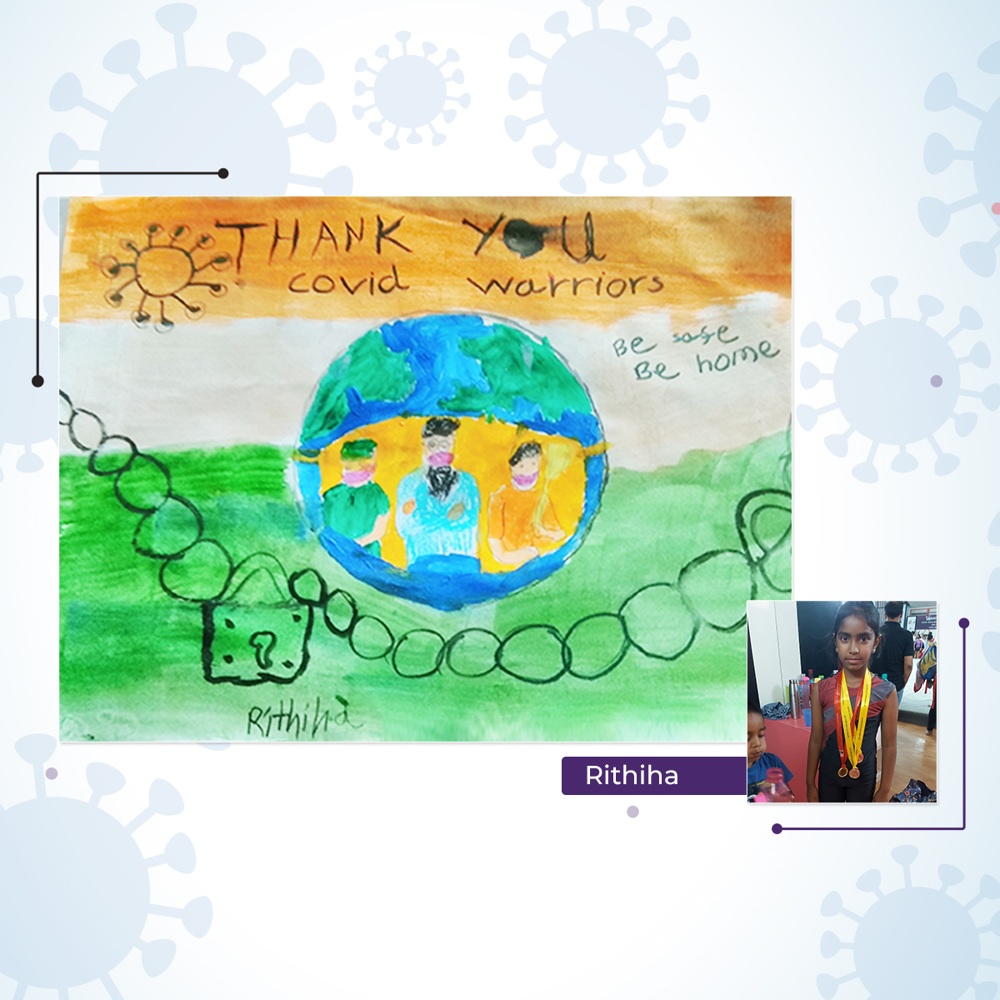 Kids “Thank you message to COVID warriors” in colorful drawings captured by Cueball Creatives